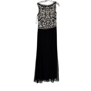 Vintage Tadashi Shoji Black & White Sleeveless Formal Mother of the Bride Dress